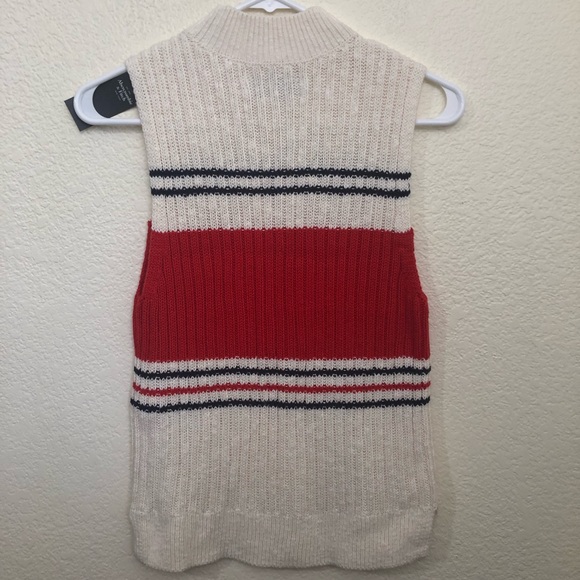 ABERCROMBIE & FITCH Womens Medium Mock Neck Sleeveless Sweater Vest Stripe NWT - Picture 14 of 16